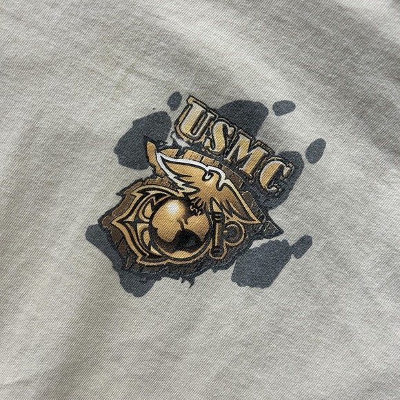 Vintage Quail Hollow Mens XL Beige USMC Bulldog Marine Corps Graphic T-Shirt - Picture 2 of 9